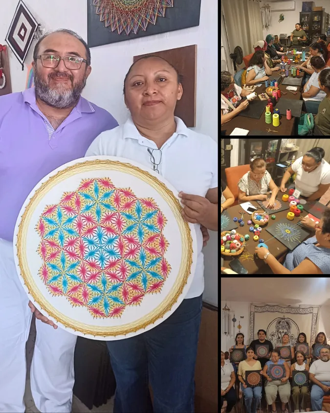 Zoila Campos y Jorge Manzanilla, certified string art instructors in Mérida, Yucatán