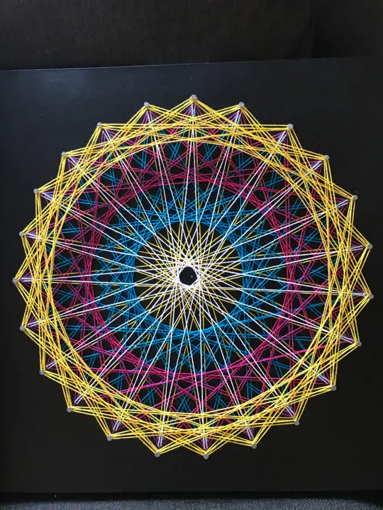 Prime Number Circle string art, finished piece