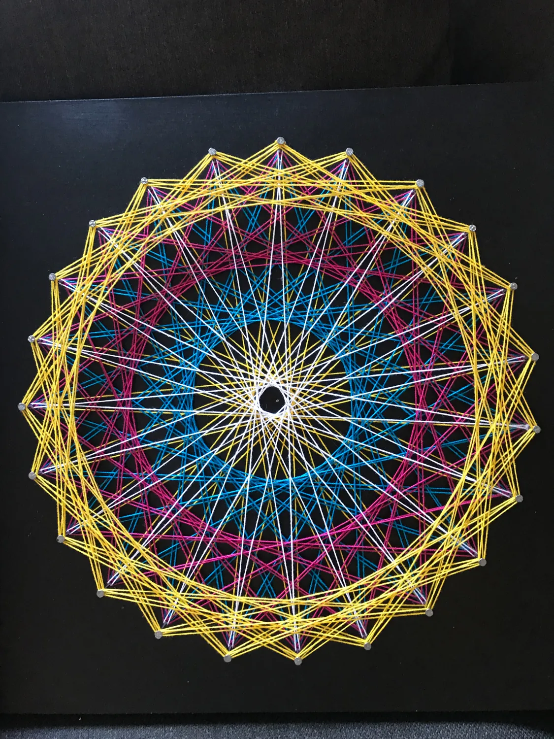 Prime Number Circle string art, finished piece