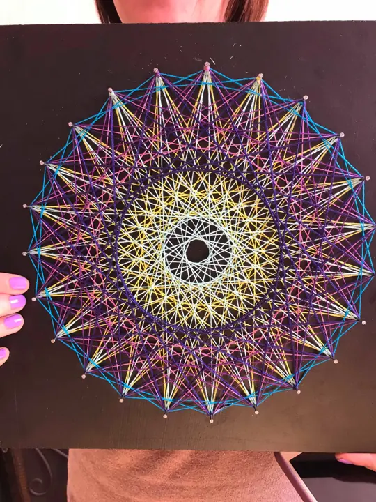 Prime Number Circle string art, finished piece