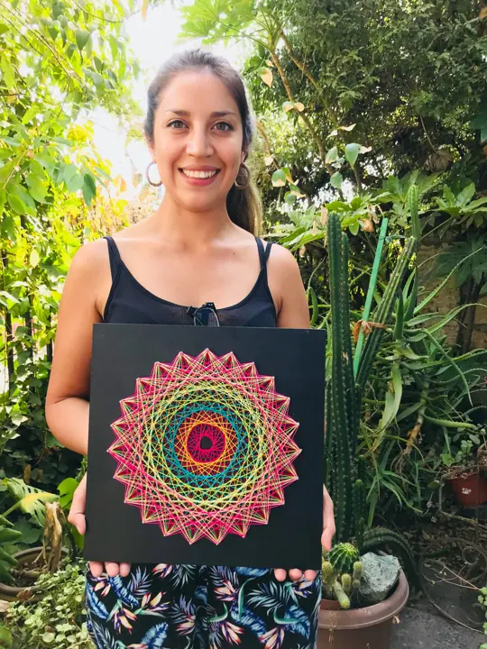Prime Number Circle string art, made in a Fractalería course