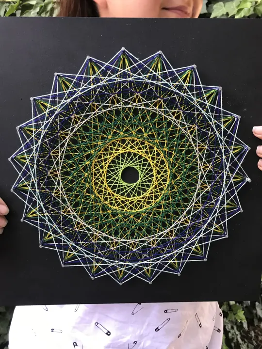 Prime Number Circle string art, finished piece