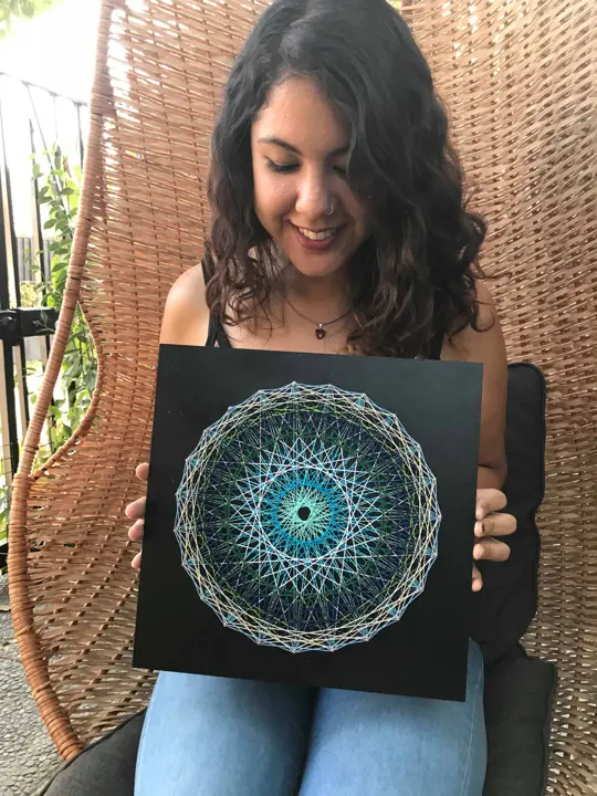 Prime Number Circle string art, made in a Fractalería course