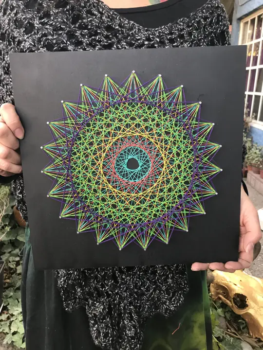 Prime Number Circle string art, finished piece