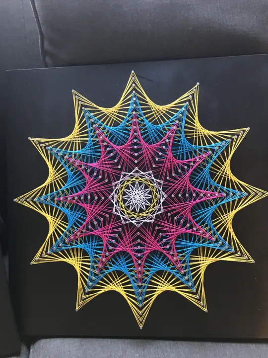 Ray Star string art, finished piece