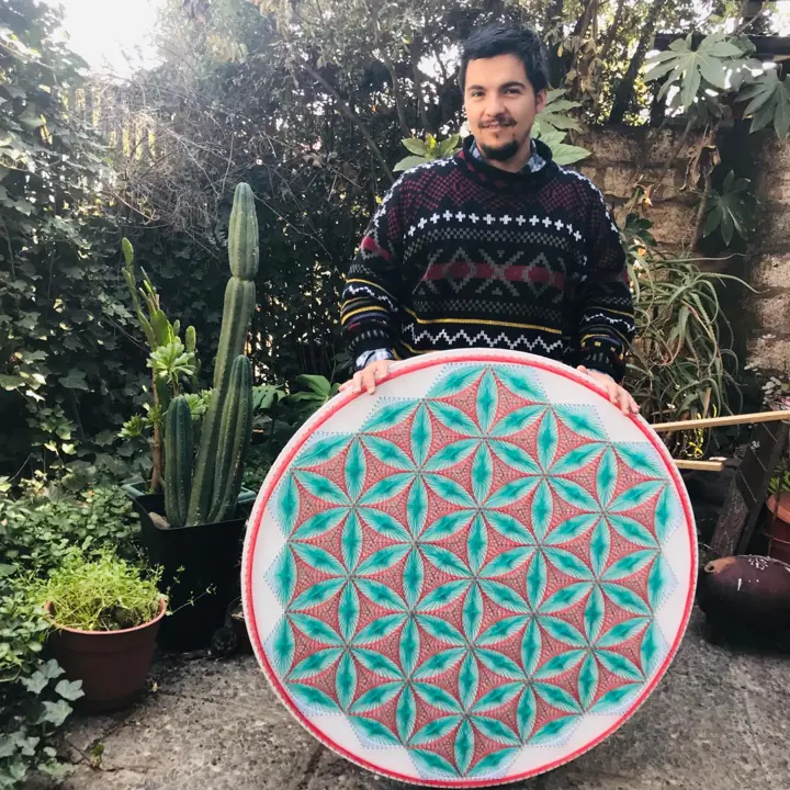 Flor de la vida en string art, obra terminada