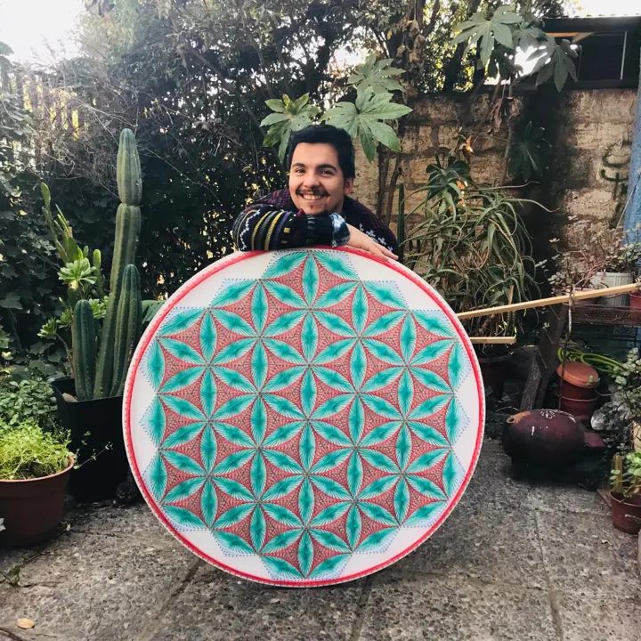 Flor de la vida en string art, obra terminada
