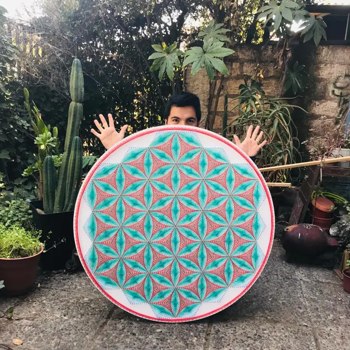 Flor de la vida en string art, obra terminada