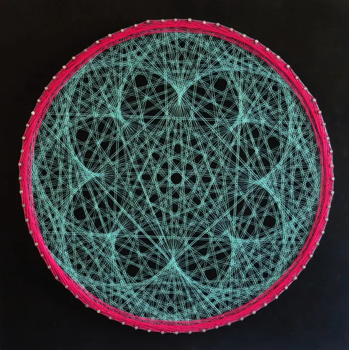 Flower of Venus string art, finished piece