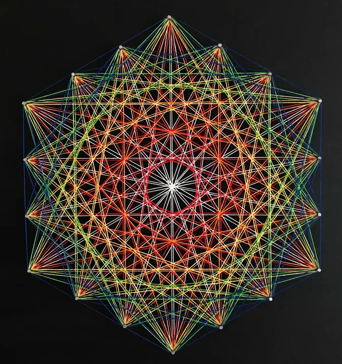 Hexagon string art, finished piece