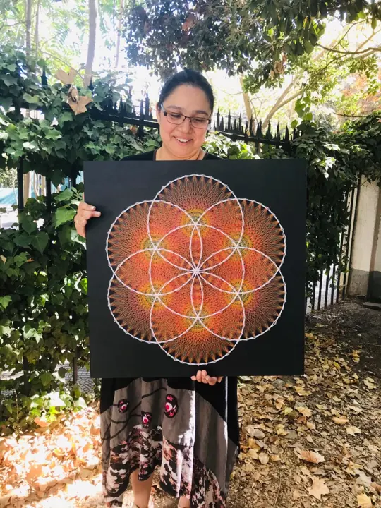 Semilla de la vida en string art, obra terminada