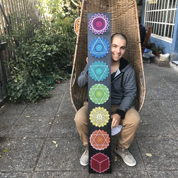 Seven Chakras string art, finished piece
