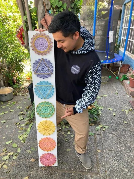 Seven Chakras string art, finished piece