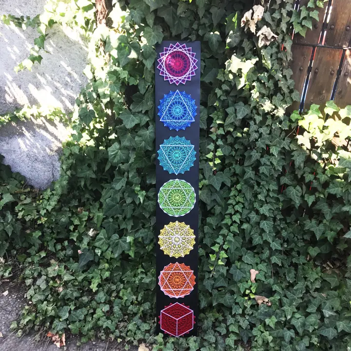 Seven Chakras string art, finished piece