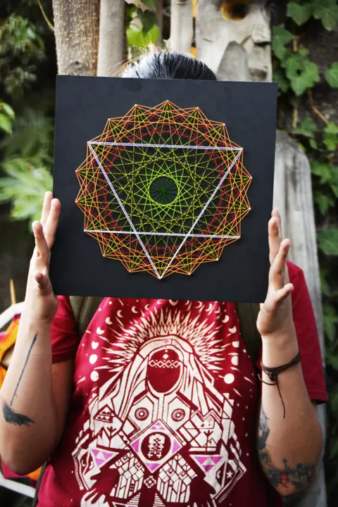 Seven Chakras string art, made in a Fractalería course