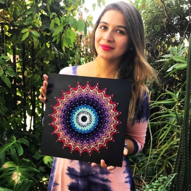 Diseño de 7 Chakras tejido por una alumna